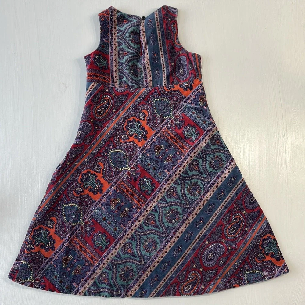 Ralph Lauren Velvet Patchwork Paisley Print Dress